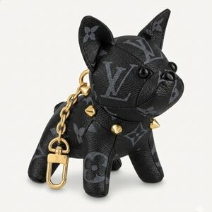 ONE LEFT! Monogram Dog Bag Pendant - Black/Grey